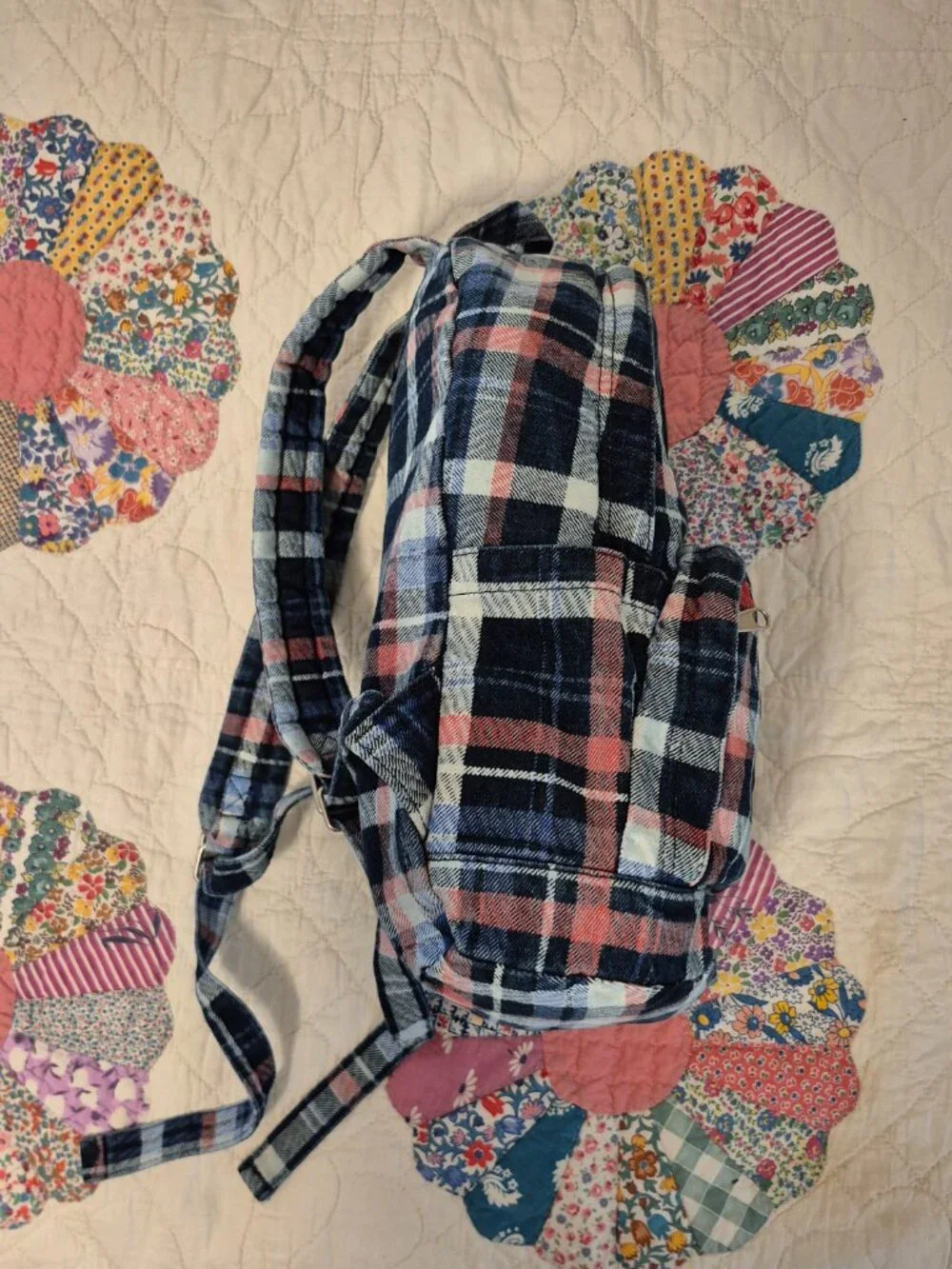 Plaid Denim Backpack